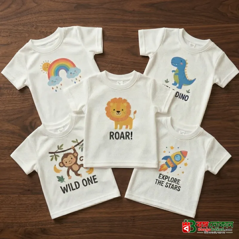 5Pcs Baby T-shirt Combo - বাংলাদেশে সেরা দাম ও নতুন কালেকশন