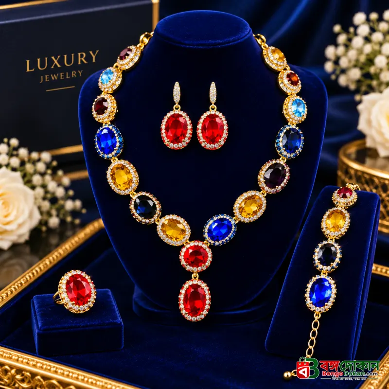 Premium Bridal/Party Multicolor Stone Jewelry Set - বাংলাদেশে সেরা দাম ও এক্সক্লুসিভ ডিজাইন | বঙ্গদোকান