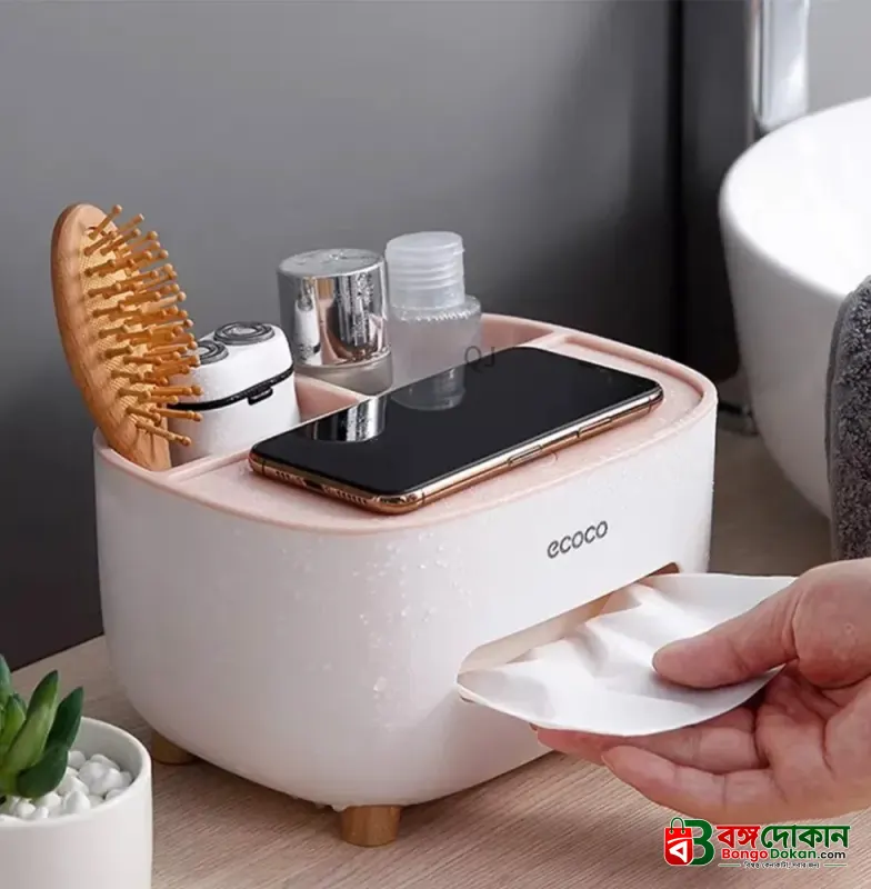 ECOCO Multifunctional Large Tissue Box & Storage Holder – Cute Desktop Napkin Dispenser with Phone Stand for Home, Office & Car - বাংলাদেশে সেরা দাম ও লাইফস্টাইল কালেকশন
