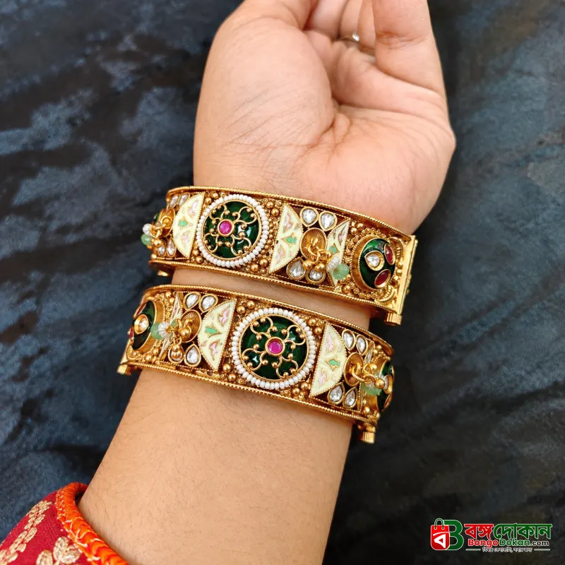 Heritage Kundan & Pearl Minakari Gold-Plated Bangle Set - বাংলাদেশে সেরা দাম ও লাইফস্টাইল কালেকশন | বঙ্গদোকান