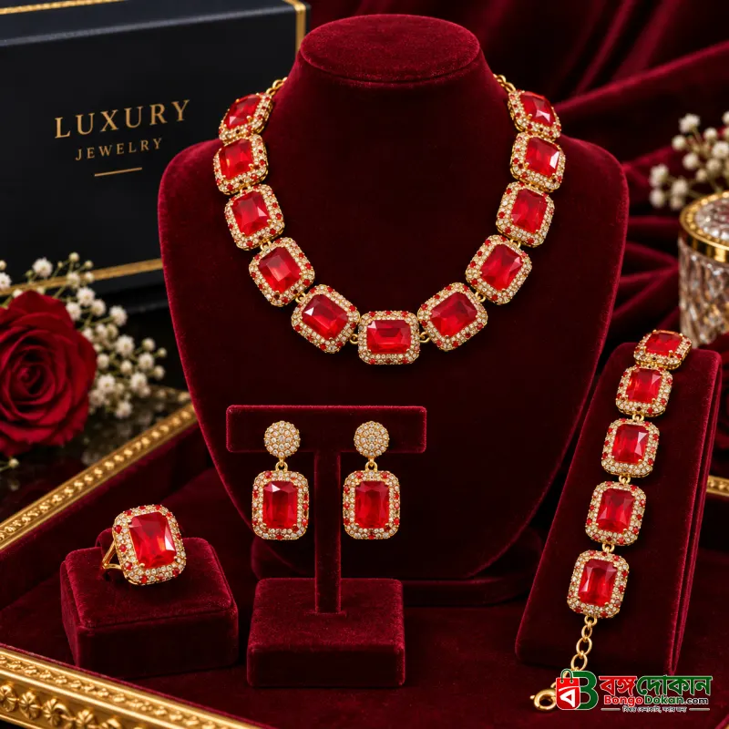 Premium Royal Red Bridal & Party Jewelry Set - বাংলাদেশে সেরা দাম ও এক্সক্লুসিভ ডিজাইন | বঙ্গদোকান