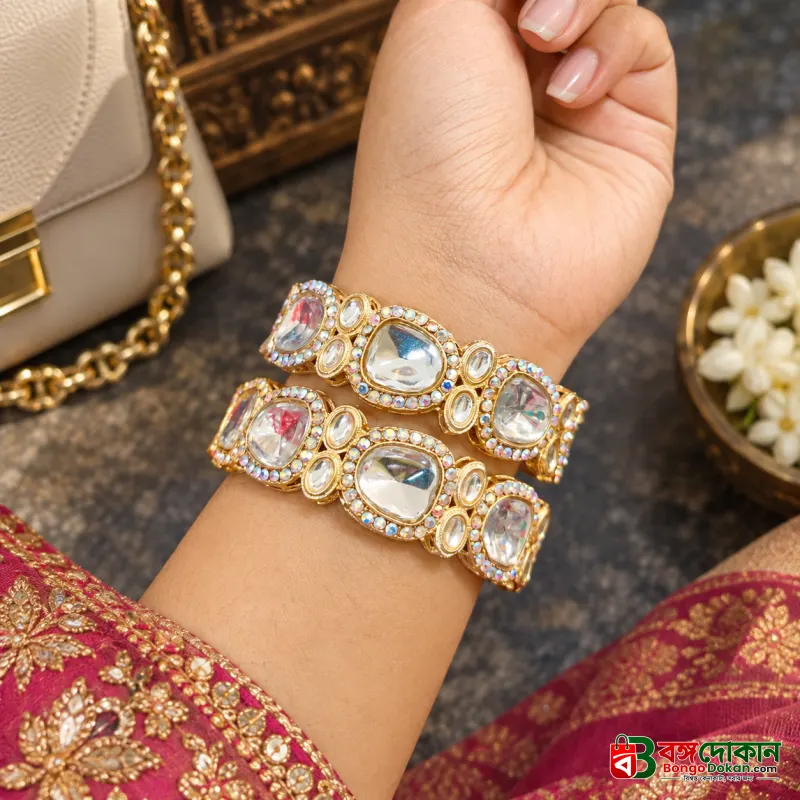 Royal Uncut Kundan & Polki Gold-Plated Bangle Set - বাংলাদেশে সেরা দাম ও লাইফস্টাইল কালেকশন | বঙ্গদোকান