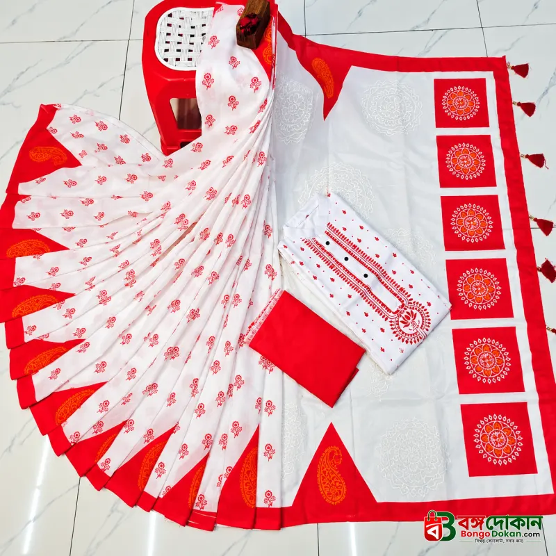 Special Puja Collection: Traditional Alpana Print Couple Set - বাংলাদেশে সেরা দাম ও আকর্ষণীয় কালেকশন